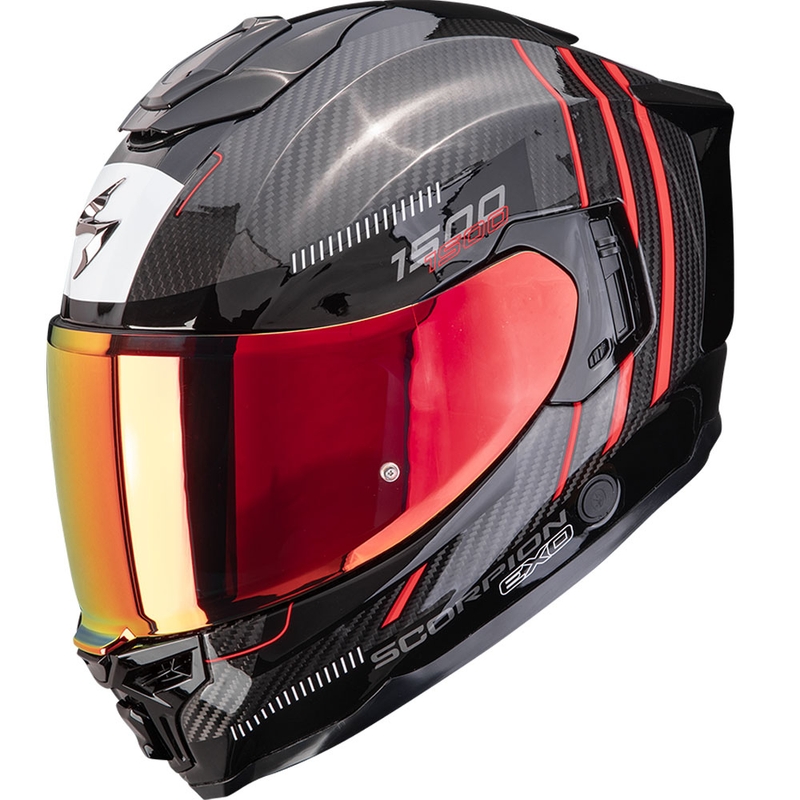 Scorpion EXO-1500 Carbon Air Zity motociklo šalmas, juodas-raudonas