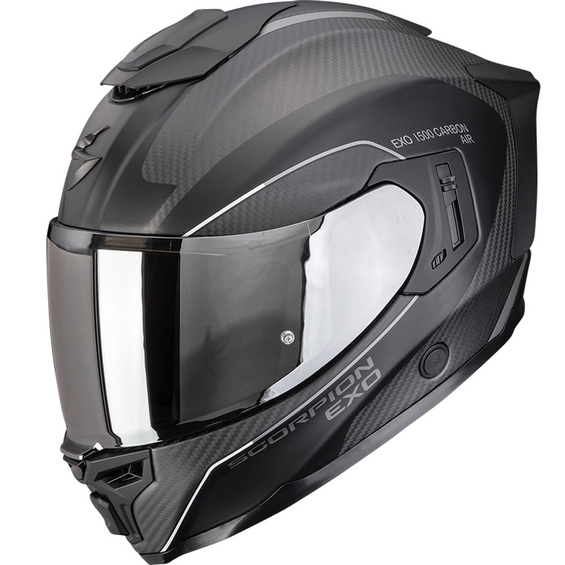Scorpion EXO-1500 Carbon Air Mundi motociklo šalmas, matinė juoda-sidabrinė