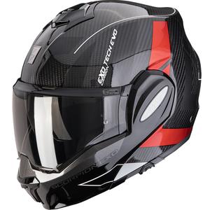 Sulankstomas motociklininko šalmas Scorpion EXO-TECH EVO Carbon CAD juoda-raudona