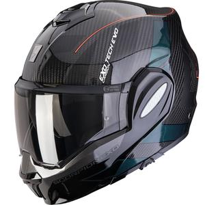 Sulankstomas motociklininko šalmas Scorpion EXO-TECH EVO Carbon CAD juodas-žalias