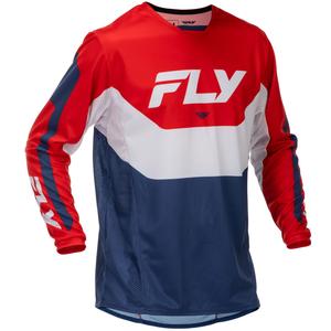 Motokroso marškinėliai FLY Racing Kinetic JAV raudona-balta-mėlyna