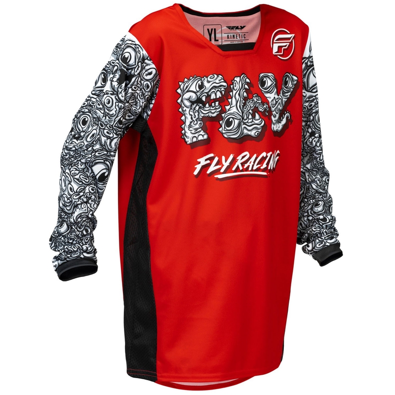 Vaikiški motokroso marškinėliai FLY Racing KINETIC MUTANT raudona-balta-juoda