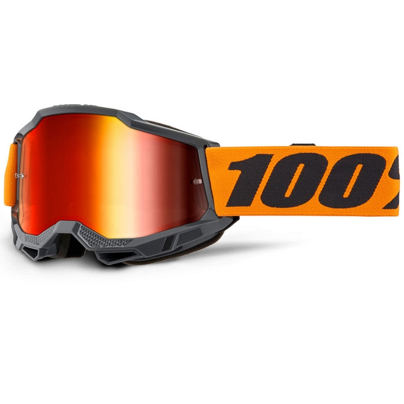 Motokroso akiniai 100% Accuri 2 oranžiniai su raudonu stiklu