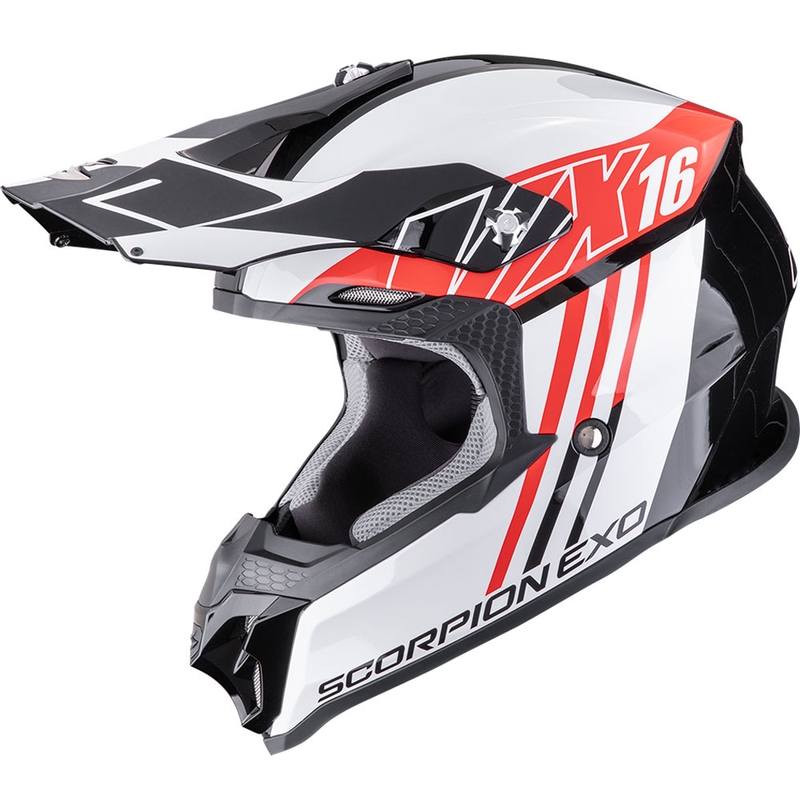 Motokroso šalmas Scorpion VX-16 EVO Air Lignes juodas-raudonas
