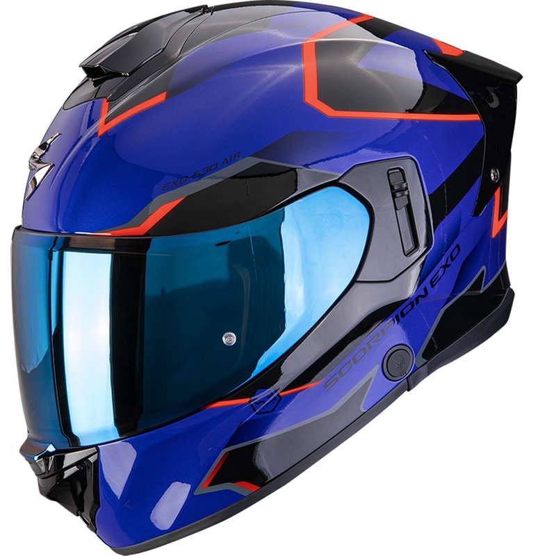 Integruotas motociklininko šalmas "Scorpion EXO-530 Air Clip" mėlyna-juoda-raudona