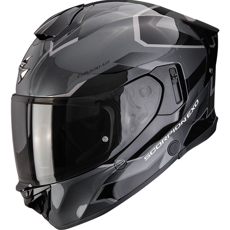 "Scorpion EXO-530 Air Clip" integruotas motociklininko šalmas sidabriškai juodas