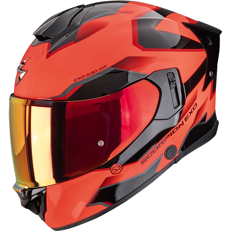 Scorpion EXO-530 Air Clip uždaras motociklo šalmas, fluorescencinė raudona-juoda