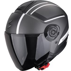 Atviras motociklininko šalmas Scorpion EXO-CITY II Cosmos matinis sidabro ir baltos spalvos