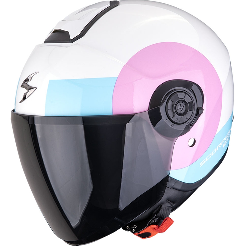Atviras motociklininko šalmas Scorpion EXO-CITY II Sheer white-pink-light blue