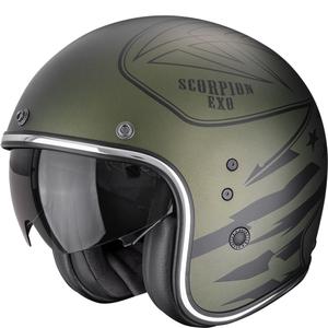 Atviras motociklininko šalmas Scorpion Belfast Dawg matinis žalias