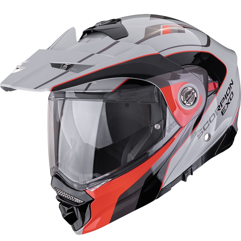 Enduro motociklininko šalmas Scorpion ADX-2 Kamps pilkai raudonas