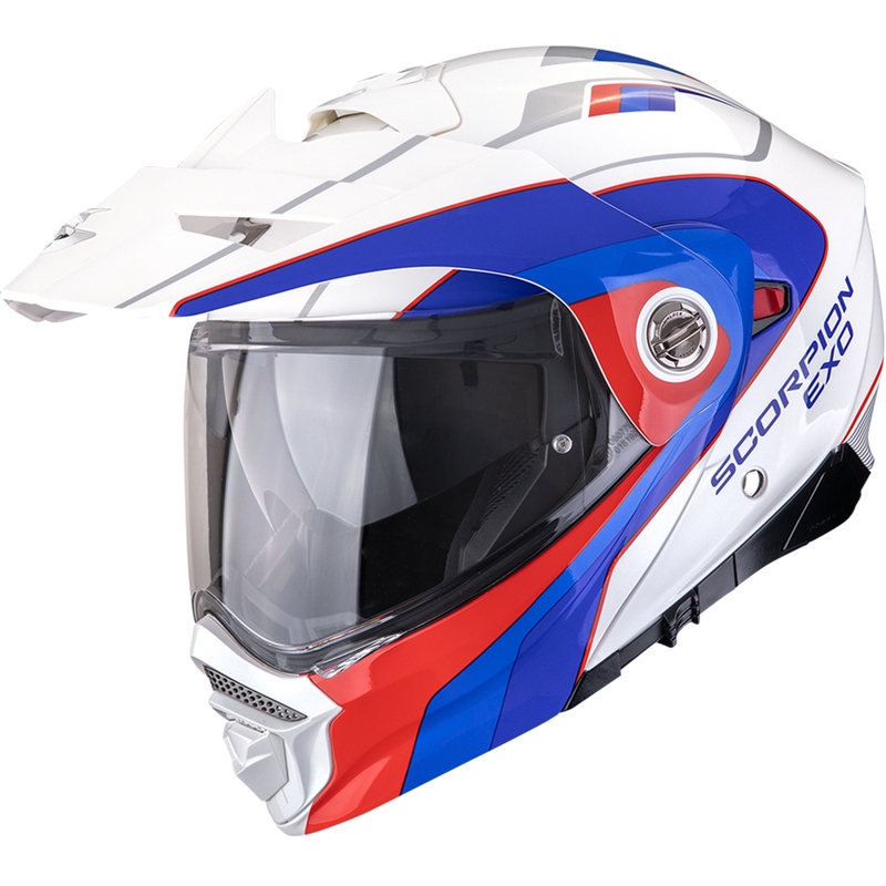 Enduro motociklo šalmas Scorpion ADX-2 Kamps balta-raudona-mėlyna