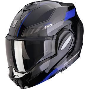 Sulankstomas motociklininko šalmas Scorpion EXO-TECH EVO Socius juodai mėlynas