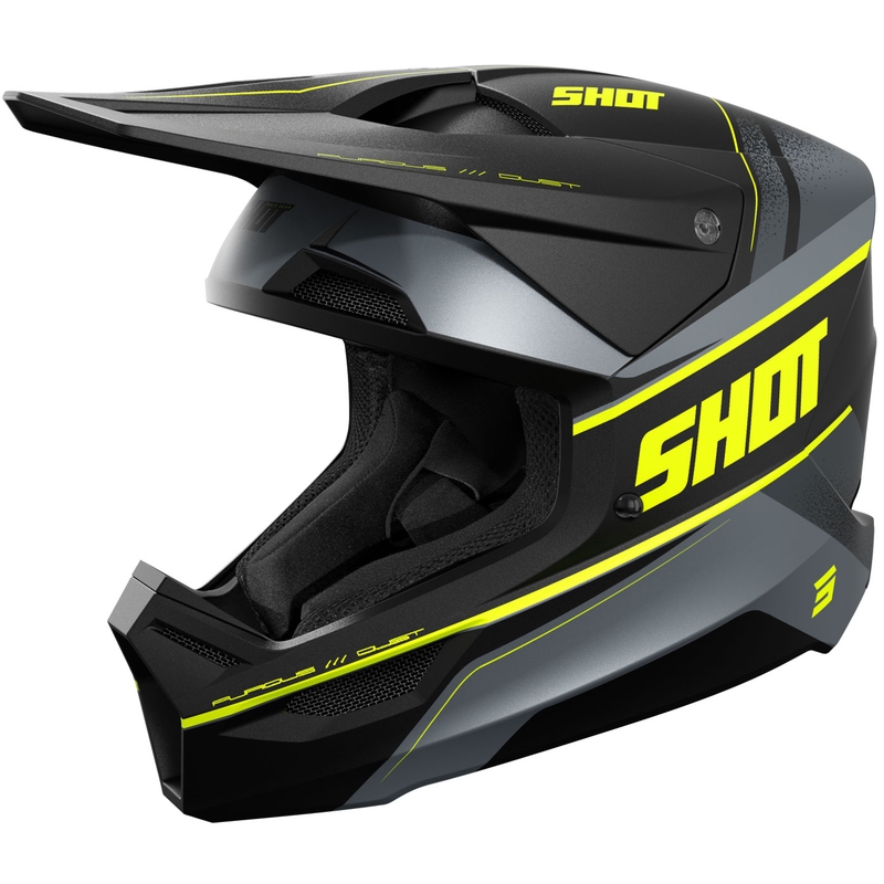 Motokroso šalmas Shot Furious Dust matinis fluo geltonas