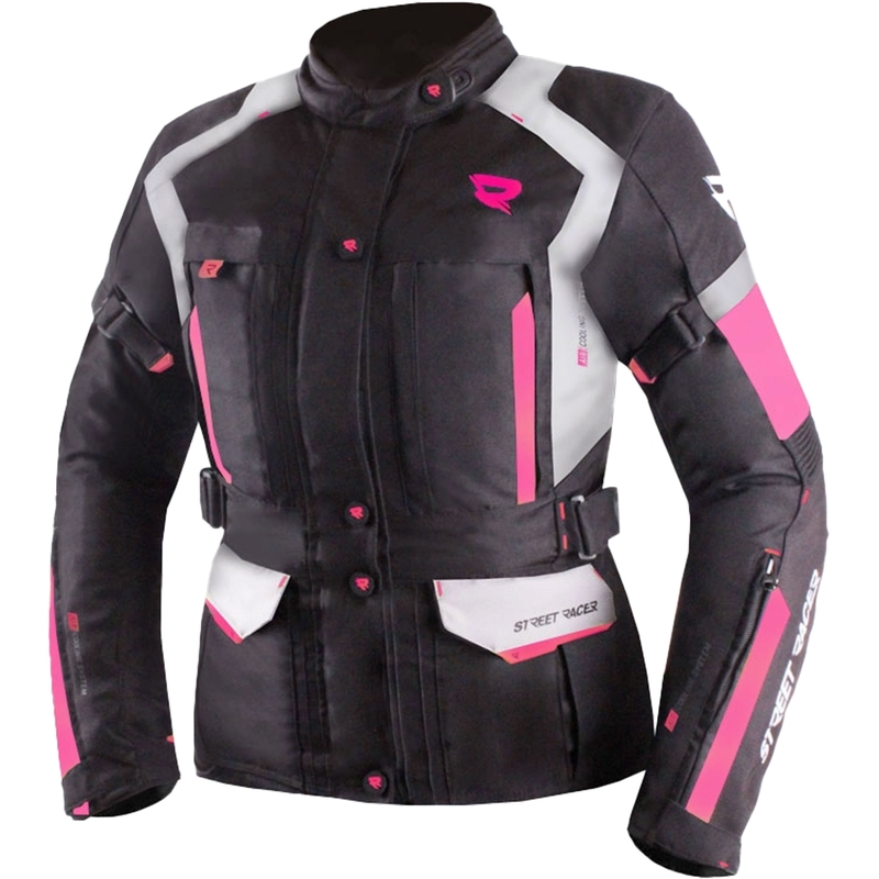 Moteriška motociklo striukė „Street Racer Hilax“ juoda-pilka-rožinė