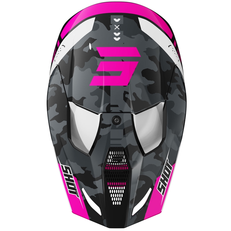 Motokroso šalmas "Shot Furious Flash" blizgus rožinis