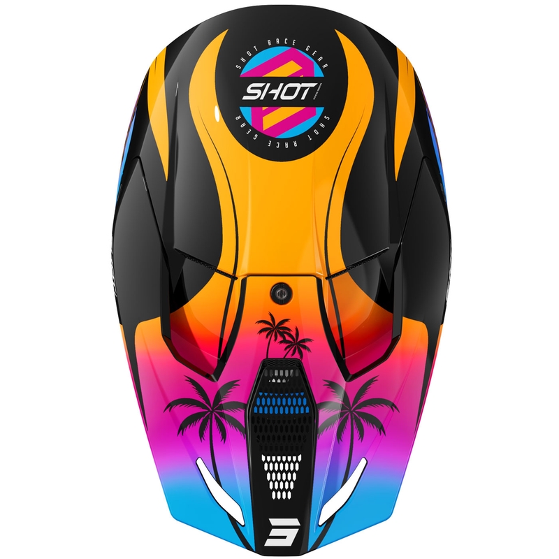 Motokroso šalmas Shot Furious Miami blizgantis oranžinis