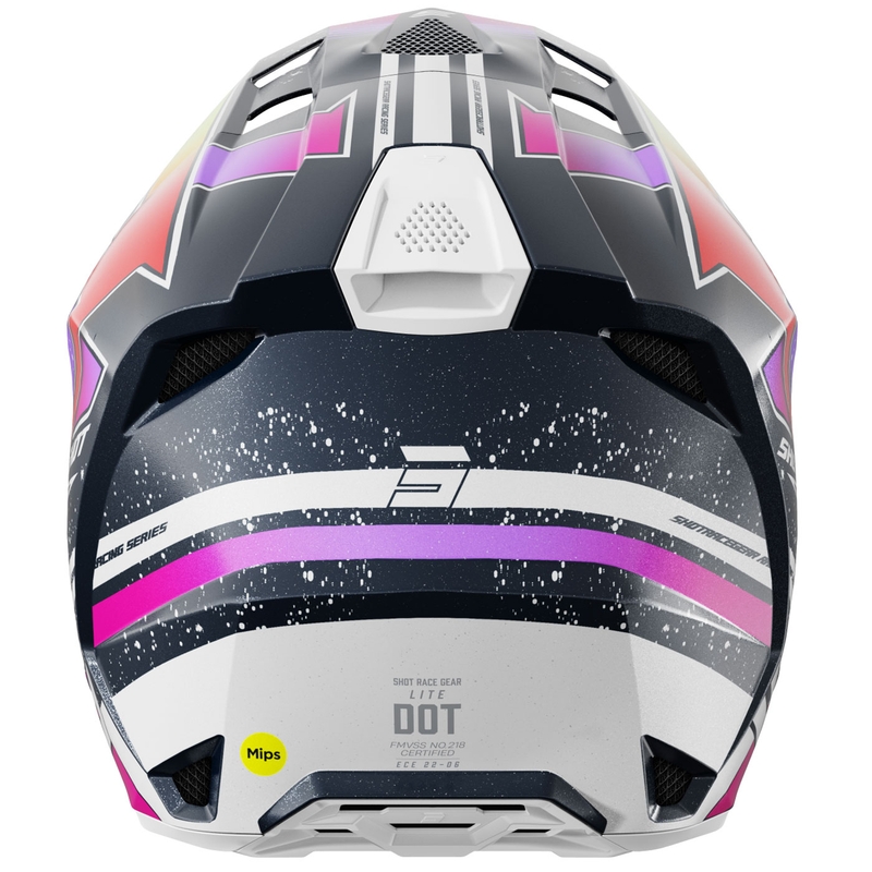 Motokroso šalmas "Shot Lite Racing" perlamutrinis mėlynas-fluo geltonas