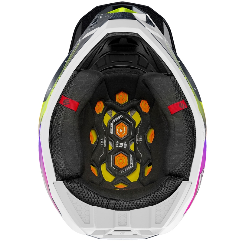 Motokroso šalmas "Shot Lite Racing" perlamutrinis mėlynas-fluo geltonas