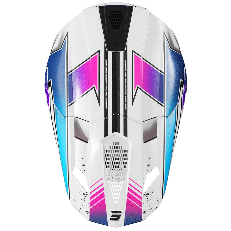 Motokroso šalmas "Shot Lite Racing" perlamutrinės baltos ir rožinės spalvos