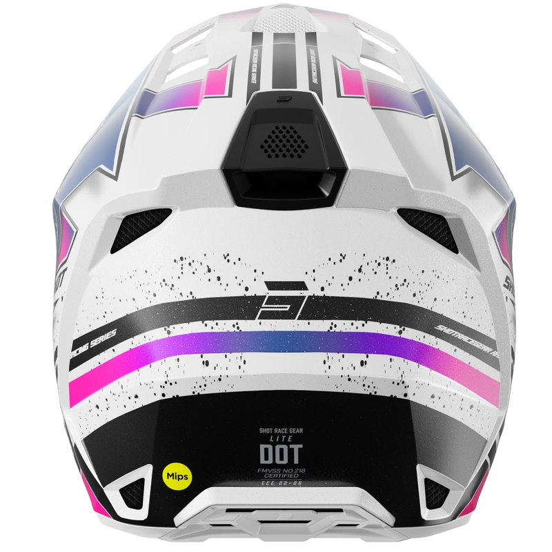 Motokroso šalmas "Shot Lite Racing" perlamutrinės baltos ir rožinės spalvos