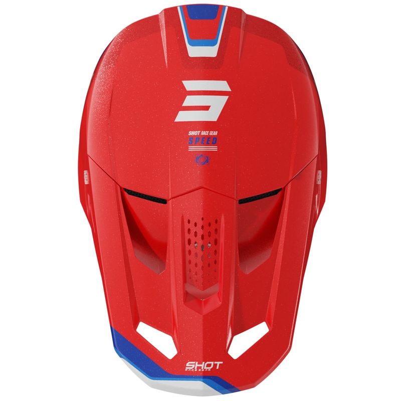 Motokroso šalmas Shot Speed Atomic perlamutrinės raudonos spalvos