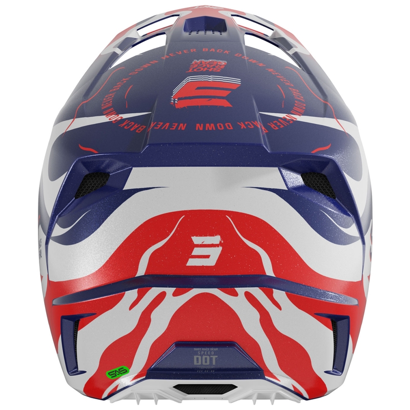 Motokroso šalmas Shot Speed Beast perlamutrinis mėlynas-raudonas