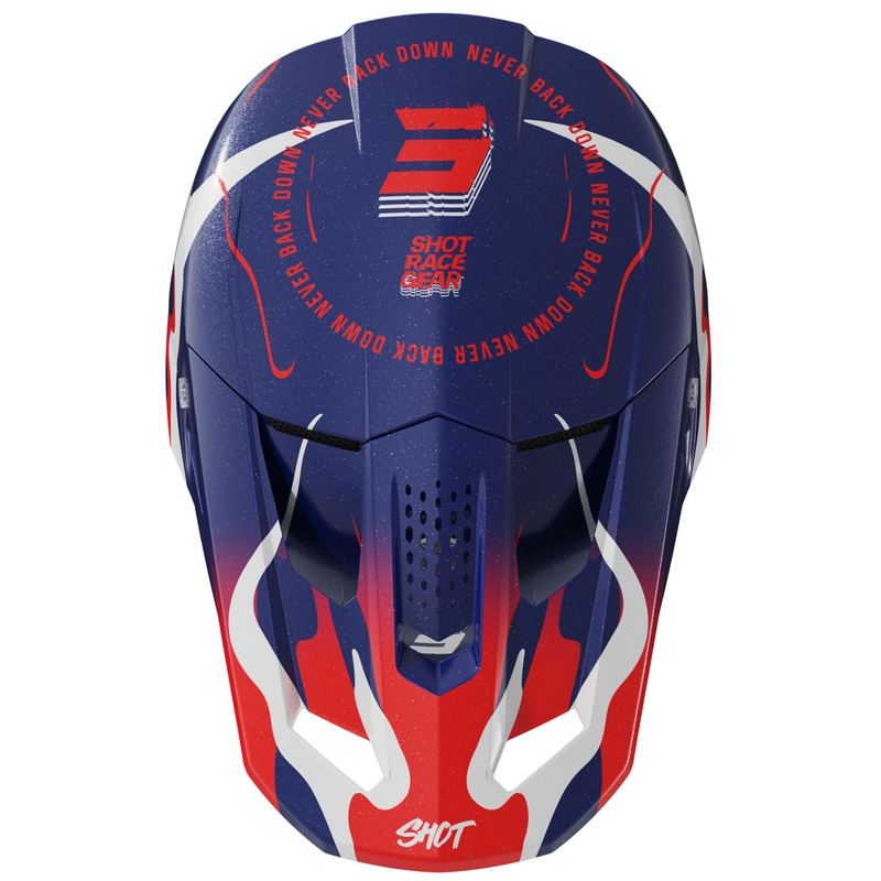 Motokroso šalmas Shot Speed Beast perlamutrinis mėlynas-raudonas