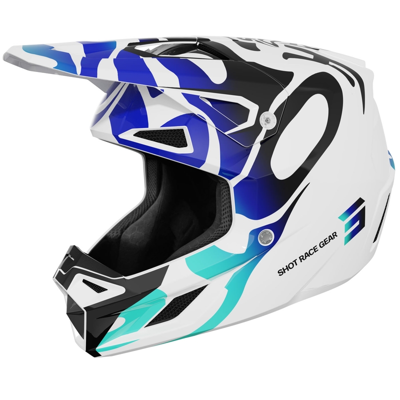 Motokroso šalmas Shot Speed Ghost blizgiai mėlynas