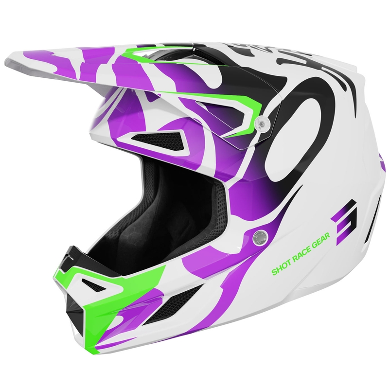 Motokroso šalmas Shot Speed Ghost blizgus violetinis