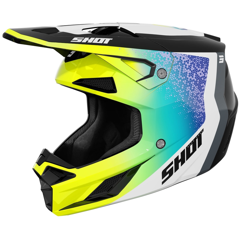 Motokroso šalmas "Shot Speed Hybrid" blizgus fluo geltonas