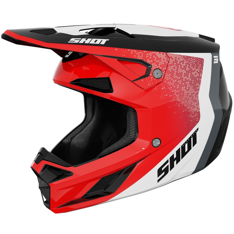 Motokroso šalmas Shot Speed Hybrid blizgus raudonas