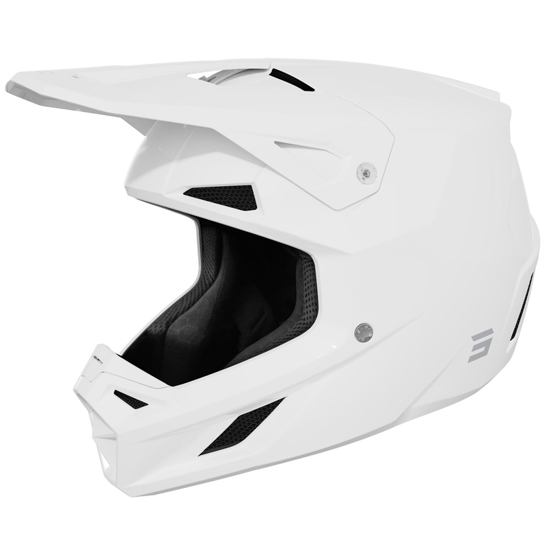 Motokroso šalmas Shot Speed Solid blizgus baltas