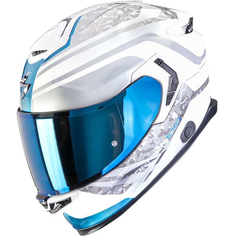 Integruotas motociklininko šalmas Scorpion EXO-GT SP Air Arten baltai mėlynas