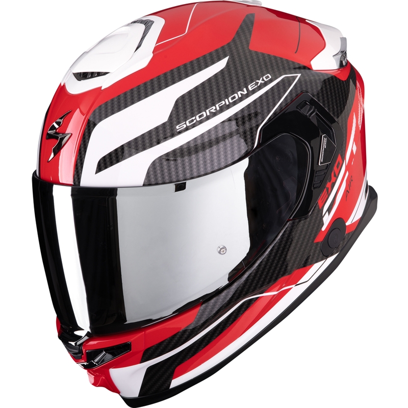 Integruotas motociklininko šalmas "Scorpion EXO-GT SP Air Flex" raudonos ir baltos spalvos