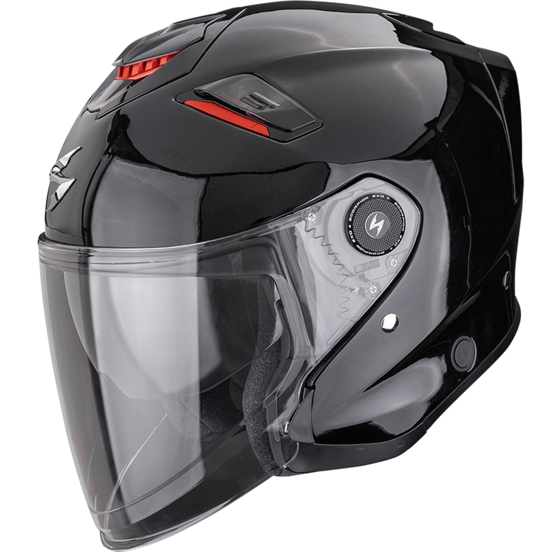 "Scorpion EXO-GT Jet Solid Metallic Black" atviras motociklininko šalmas