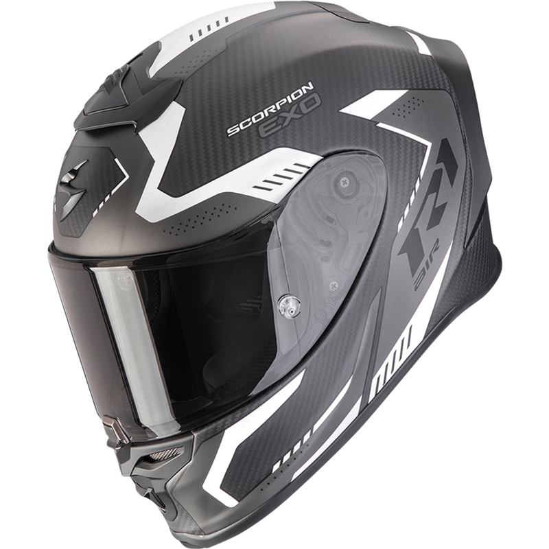 Integruotas motociklininko šalmas Scorpion EXO-R1 EVO II Carbon Air Propel matinis juodai sidabrinis