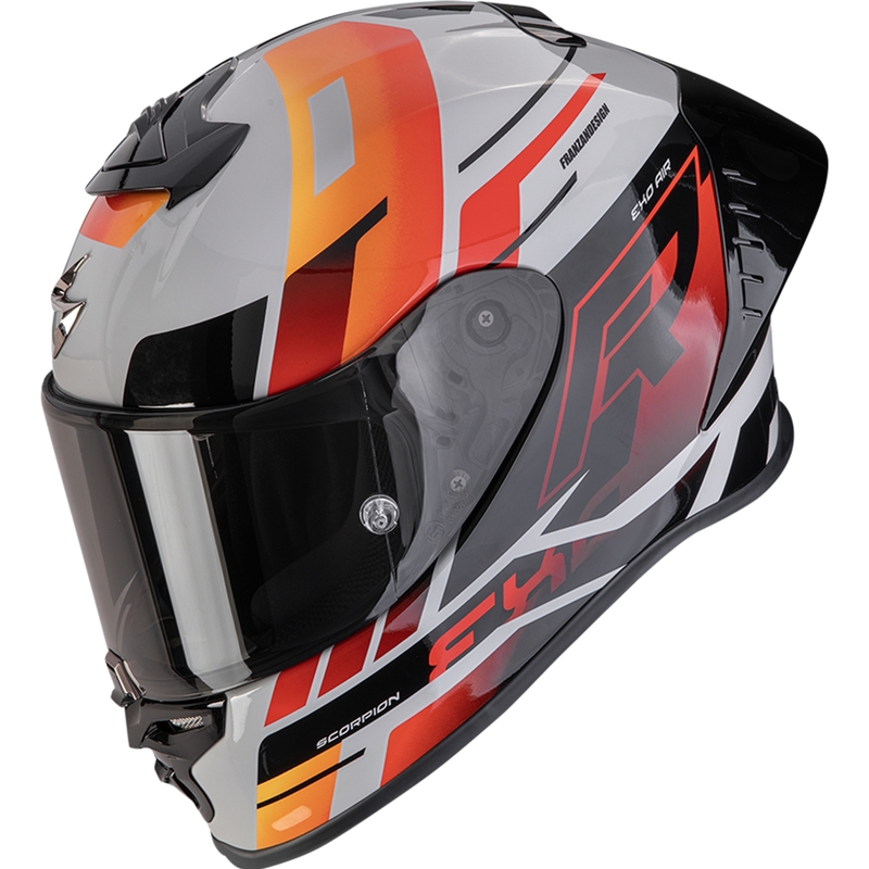 Integruotas motociklininko šalmas Scorpion EXO-R1 EVO II Air Adrenaline pilkai raudonai oranžinis