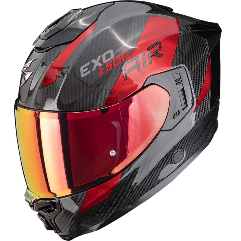 Scorpion EXO-1500 Carbon Air Platted uždaras motociklo šalmas, juodas-raudonas