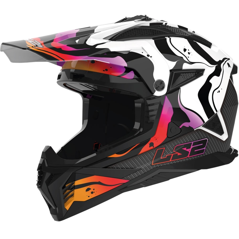 Motokroso šalmas LS2 MX708 Fast II Wash White black-white-pink