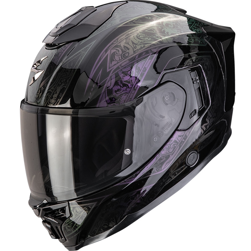Integruotas motociklininko šalmas "Scorpion EXO-1500 Air Fantasy" juodas chameleonas