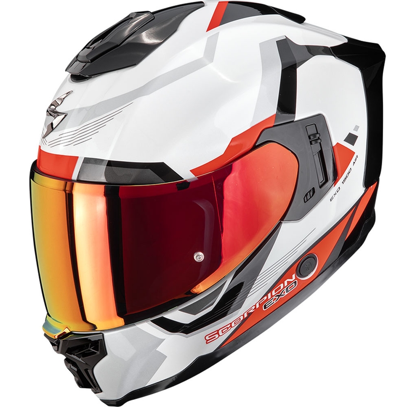 Integruotas motociklininko šalmas "Scorpion EXO-1500 Air Arena" baltai raudonas