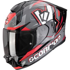 Integruotas motociklininko šalmas Scorpion EXO-530 Air Rok pilka-juoda-raudona
