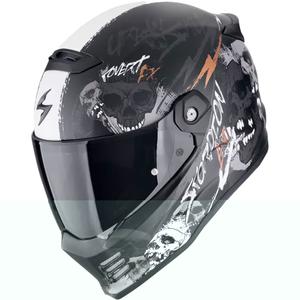 Integruotas motociklininko šalmas Scorpion COVERT FX SKULLZ matinis, juodas, pilkas, auksinis