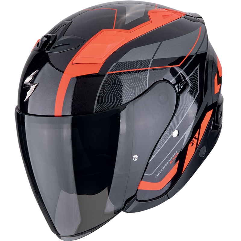 Atviras motociklininko šalmas Scorpion EXO-Z1 VUE juodas-raudonas