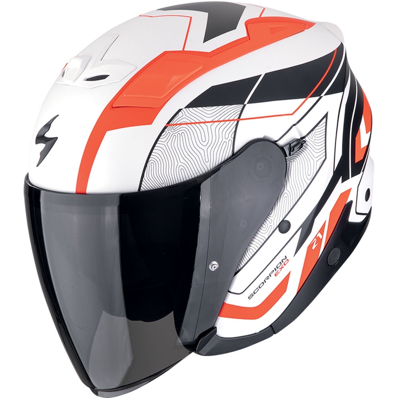 Atviras motociklininko šalmas Scorpion EXO-Z1 VUE matinis baltas-raudonas-juodas