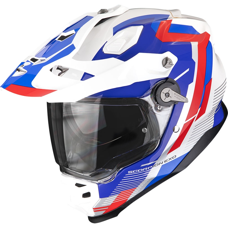 Enduro šalmas Scorpion ADF-9000 Air Patrol balta-mėlyna-raudona