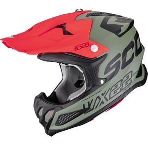 Motokroso šalmas Scorpion VX-22 Air Updown matinis žalias-juodas-raudonas