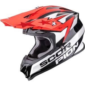 Motokroso šalmas Scorpion VX-16 EVO Air Patriot juoda-balta-raudona