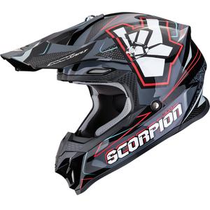 Motokroso šalmas Scorpion VX-16 EVO Air ROK juodai pilkai raudonas